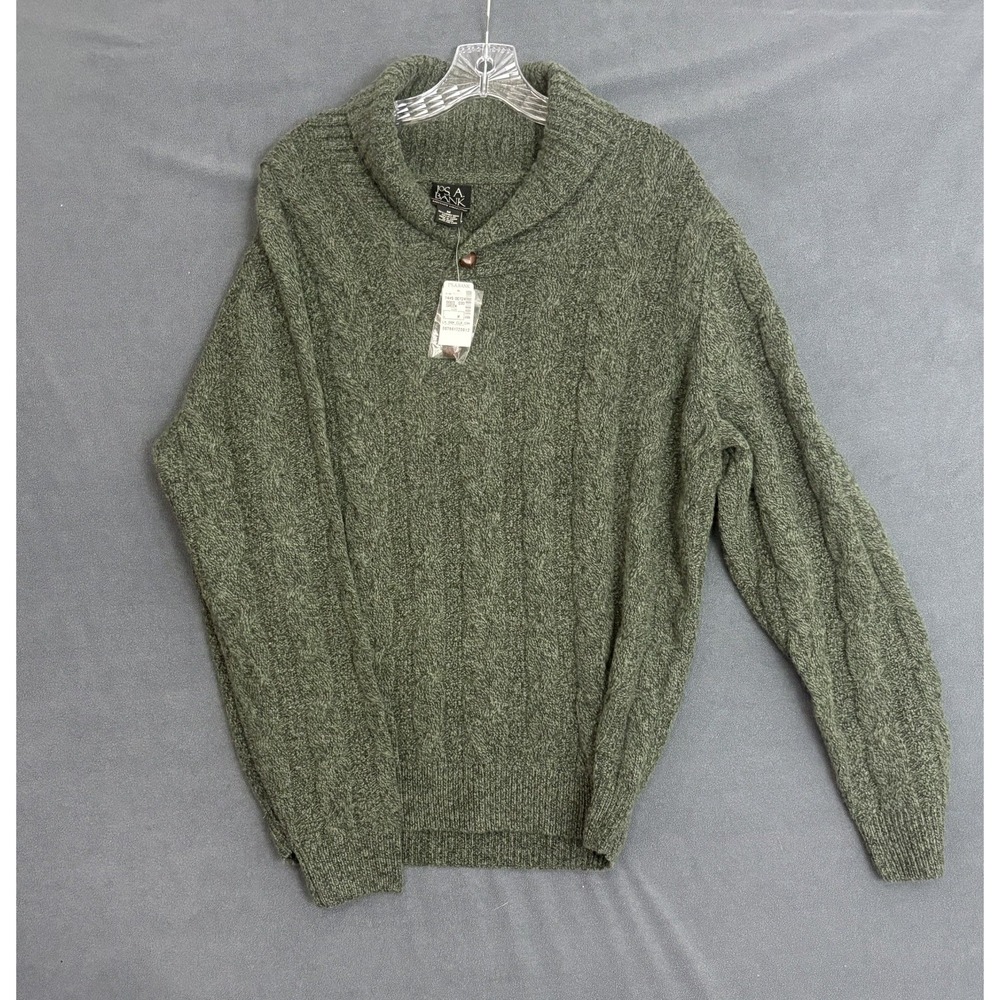 Jos A Bank Executive Collection Lambswool Shall Collar Fisherman Sweater M NWT